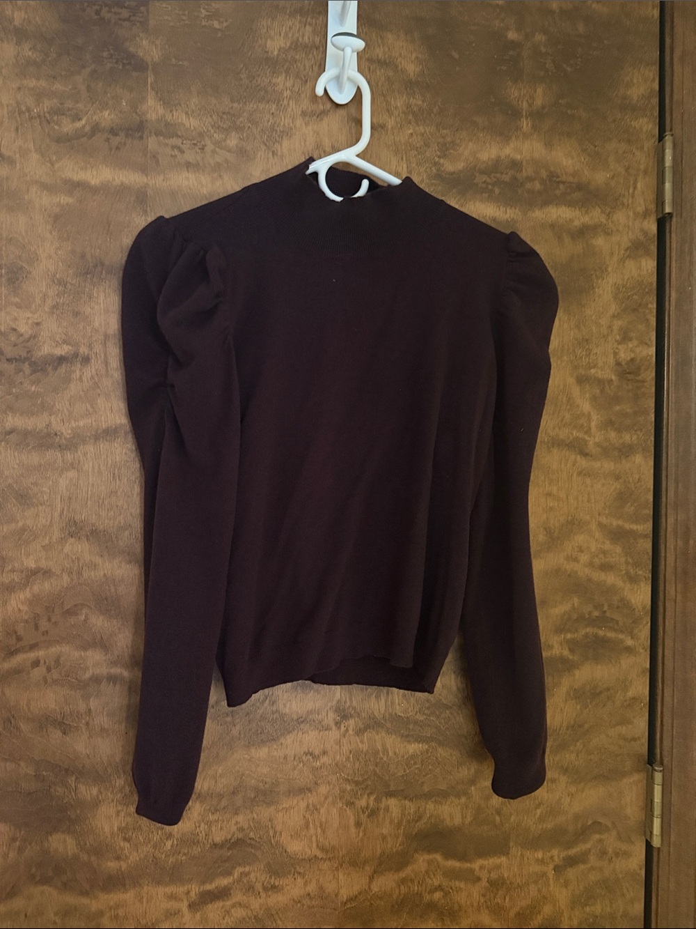 Express Women's Mock Neck Acrylic Blend Sweater in Plum - Large